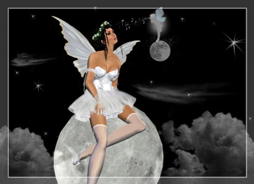 Fairy, abstract, moon, fantasy HD wallpaper