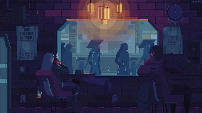 Pixel Cafe Rain Animated, Lo Fi Cafe HD wallpaper