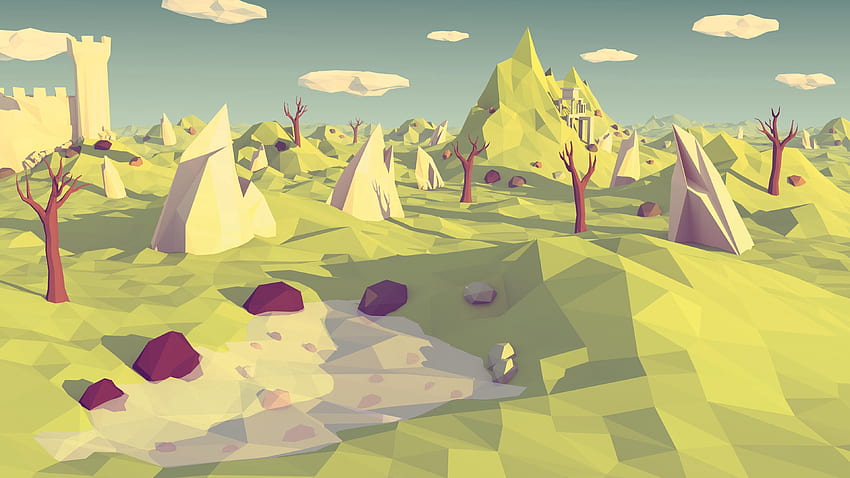Abstrakt, Landschaft, Polygon, Low Poly HD-Hintergrundbild