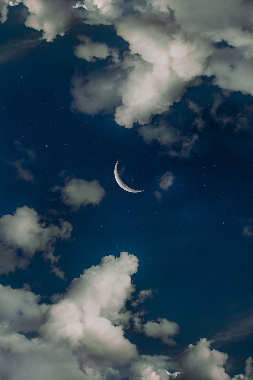 自然, 空, 星, 夜, 雲, 月 HD電話の壁紙