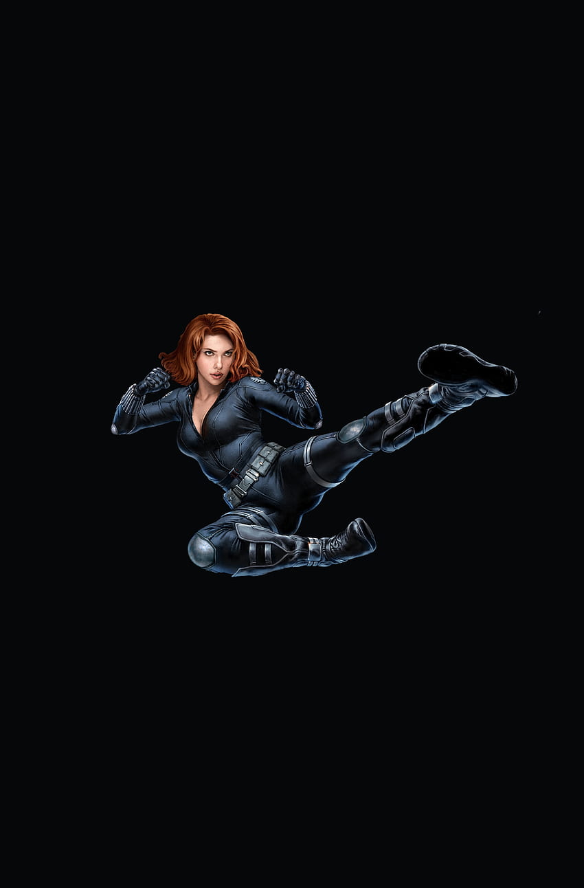 Black Widow, bandes dessinées Marvel, super-héros, costume noir Fond d'écran de téléphone HD