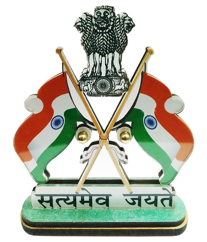 Bendera India Debu Emas dengan Simbol Satyamev Jayate untuk Mobil wallpaper ponsel HD