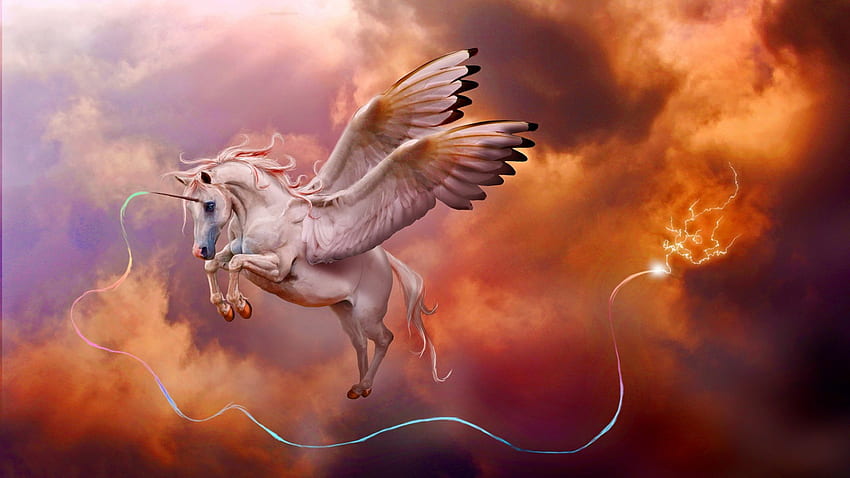 Magische Verbindung, Blitz, Magie, Fantasie, Einhorn, Pegasus HD-Hintergrundbild