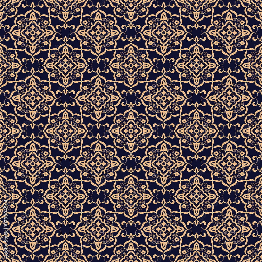 Barokowy kwiatowy wzór wektor bez szwu. Indyjska mandala tekstura tło. Projekt ornamentu w stylu vintage dla próbki tkaniny, tła, dywanu, opakowania, tekstyliów meblowych. Akcyjny wektor, hinduska mandala Tapeta na telefon HD