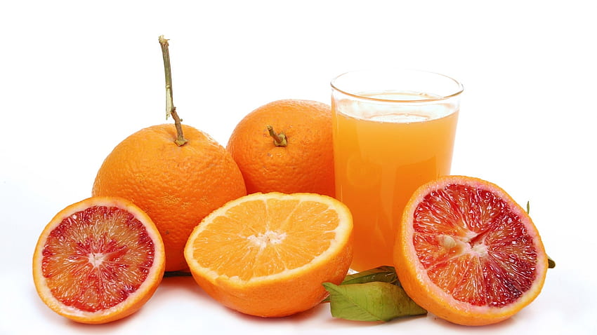 grapefruit, orange, juice, glass, white background HD wallpaper