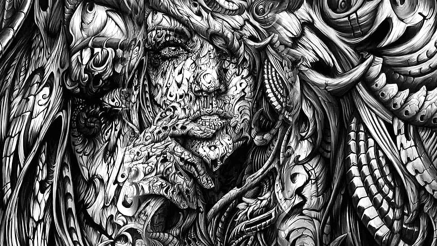 Black And White Psychedelic HD wallpaper