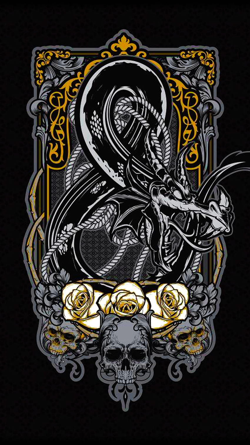 & DND, dungeons and dragons, dungeons, dragon, skull, dragons, frame HD phone wallpaper