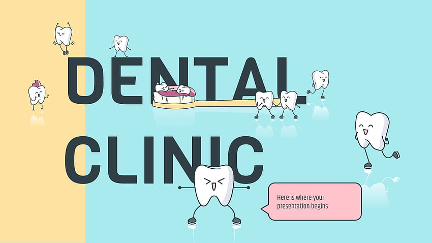 Дентална клиника Google Slides и PowerPoint шаблон, Cute Dental HD тапет