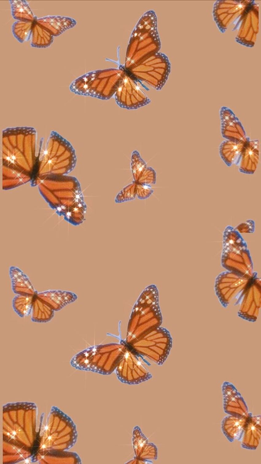 Lua, Orange Butterfly HD phone wallpaper