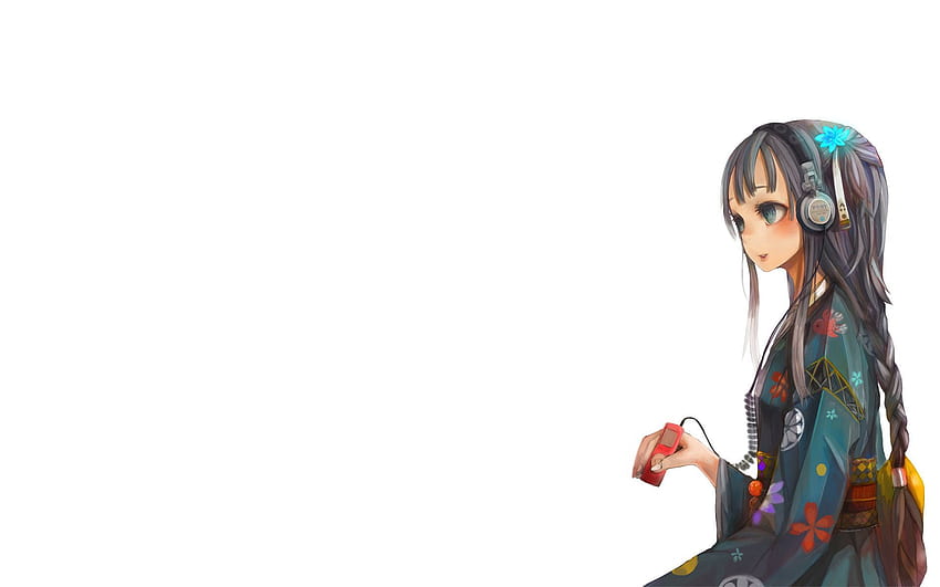 Anime Headphones Girl Brunette Scythe Xhosa Player Hd Wallpaper