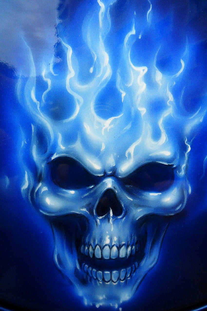 Blaues Schädelfeuer, blauer Flammenschädel HD-Handy-Hintergrundbild