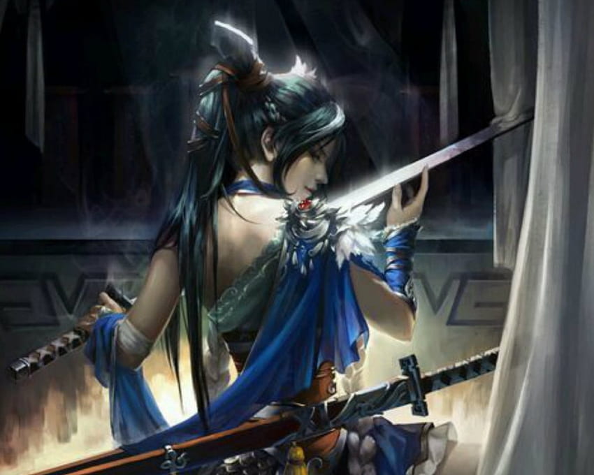Lady Warrior, pedang, fantasi, seni, wanita Wallpaper HD