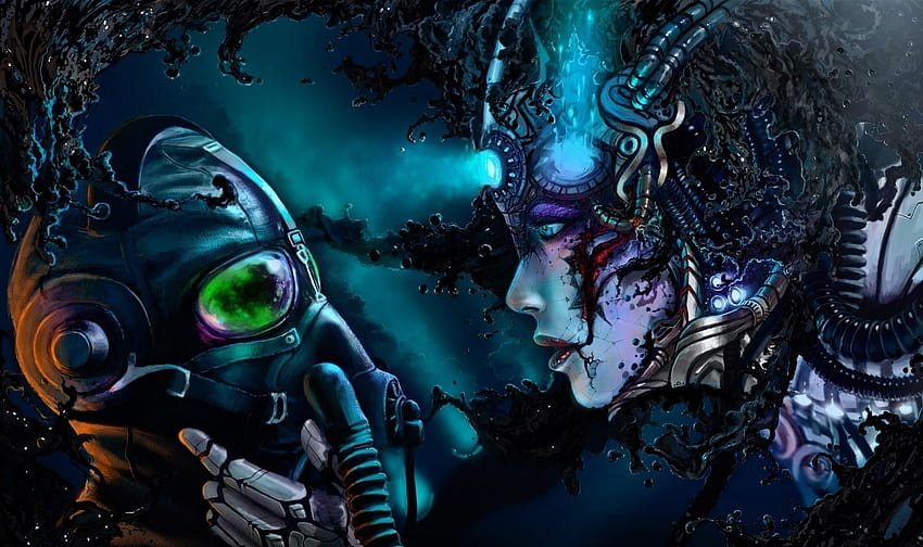 Fantasy, Liquid, Mask, Human, Person, Robot, Cyborg HD wallpaper