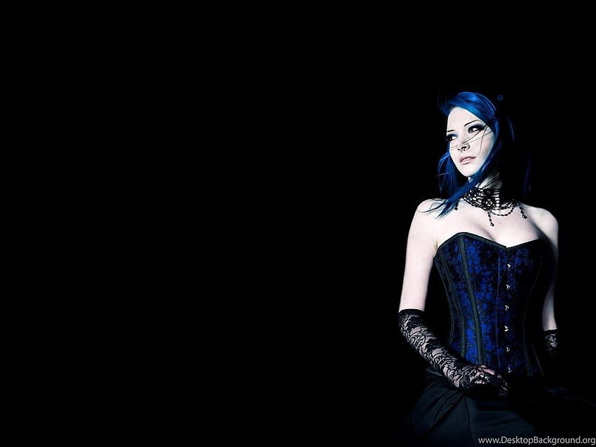 Gothic Girl In Blue Corset From Gothic Girls Background HD wallpaper