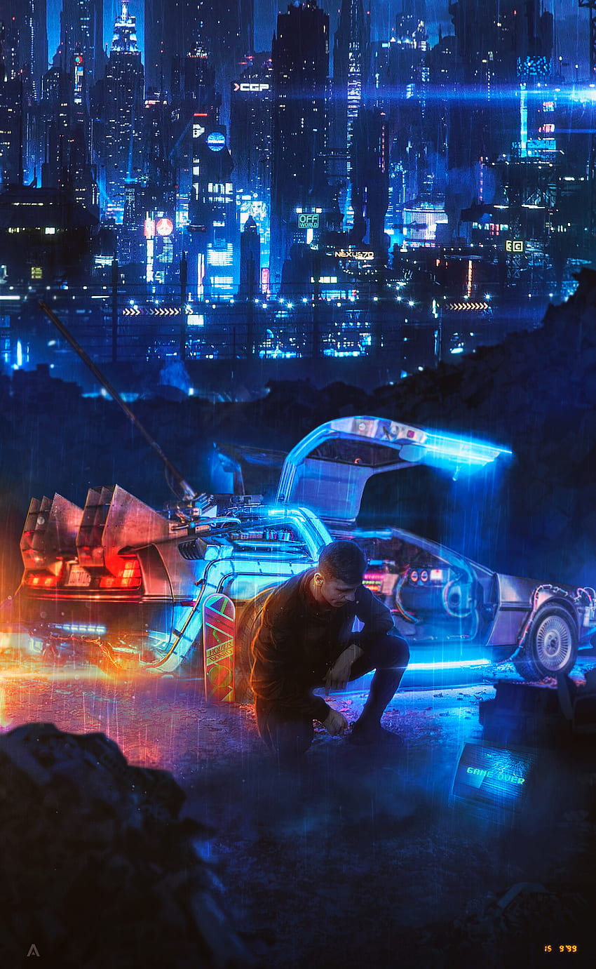 City, , , Car, Cyberpunk, Machine, Neon, Human, Person HD phone wallpaper