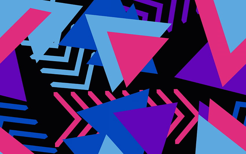 triangles, triangle, colorful, Colorful Geometric HD wallpaper
