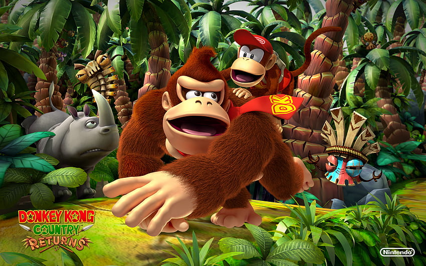 Donkey Kong Country Returns 1, วิดีโอเกม, Donkey Kong, Diddy Kong, Nintendo วอลล์เปเปอร์ HD