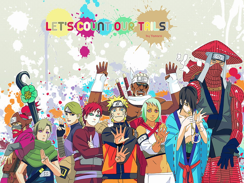all 9 tails, colorful, kunai, ninja, cute, konoha, nice, uzumaki, anime, best, cool, naruto, girls, funny HD wallpaper