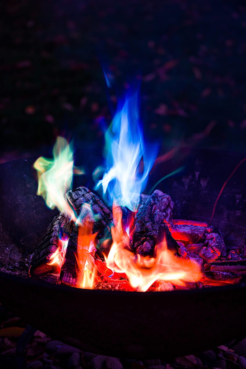 Fire, Bonfire, Night, Dark, Flame, Camping, Campsite HD phone wallpaper