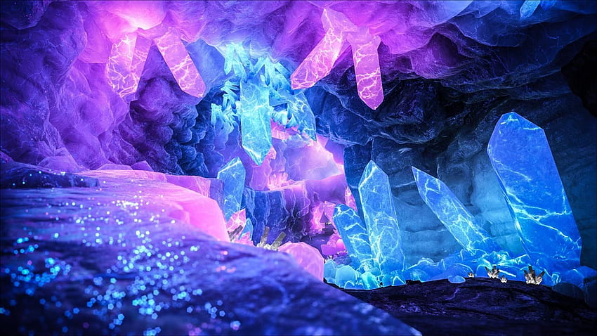 水晶の洞窟、氷の洞窟 高画質の壁紙