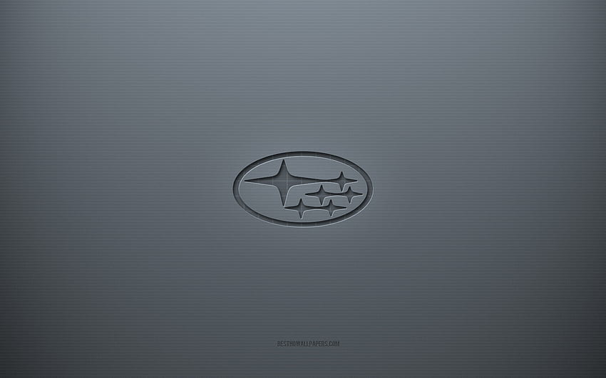 Logo Subaru, szare tło kreatywne, emblemat Subaru, tekstura szarego papieru, Subaru, szare tło, logo Subaru 3d Tapeta HD