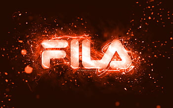 Fila orange logo, , orange neon lights, creative, orange abstract