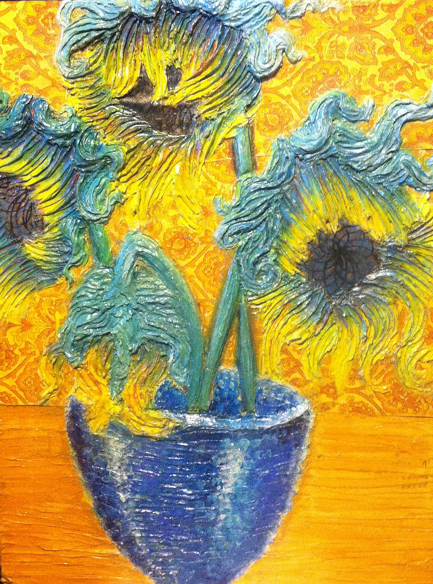Vincent van Gogh sunflowers and background HD phone wallpaper