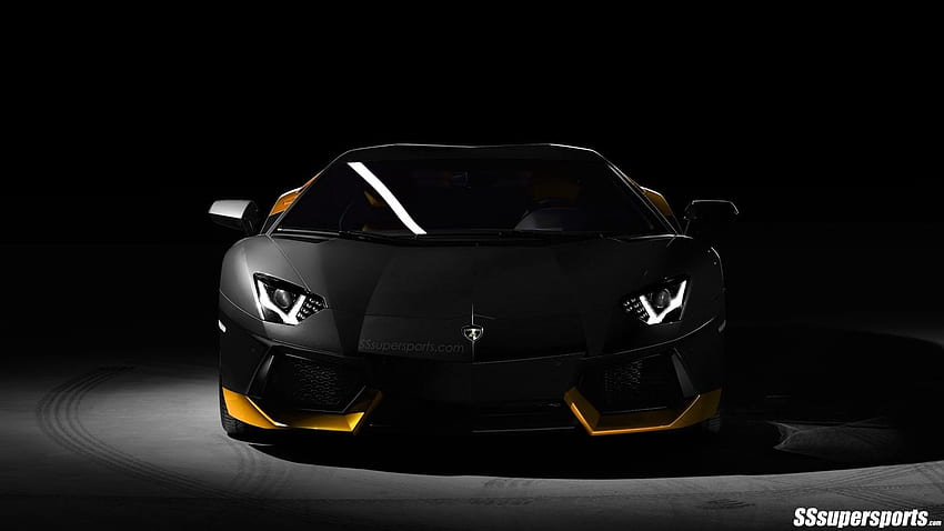 Lamborghini 25 negro y amarillo - Aventador Front Look fondo de pantalla