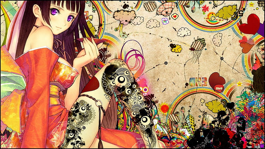 อะนิเมะ, Tony Taka, Kimono, Anime Girls, Snyp, สีสัน / และพื้นหลังมือถือ วอลล์เปเปอร์ HD