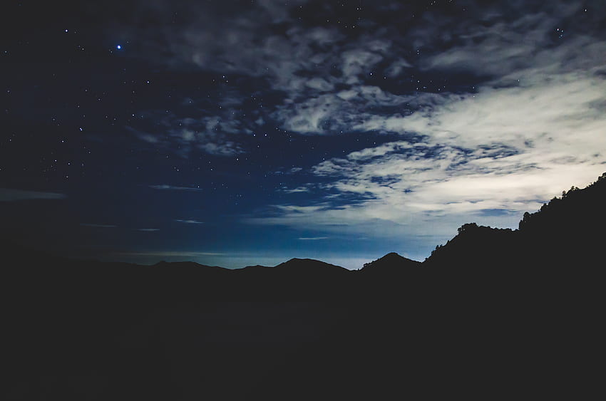 ท้องฟ้า ภูเขา ดวงดาว กลางคืน ความมืด วอลล์เปเปอร์ HD