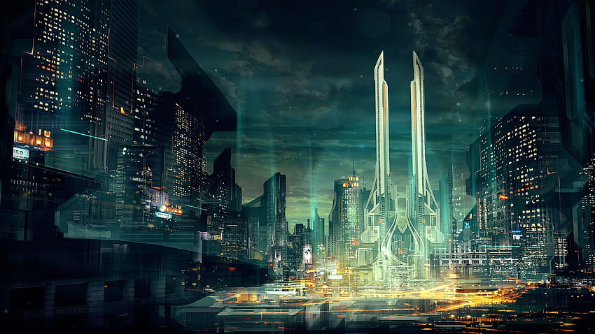 Cidades futuristas, cidades futuras papel de parede HD