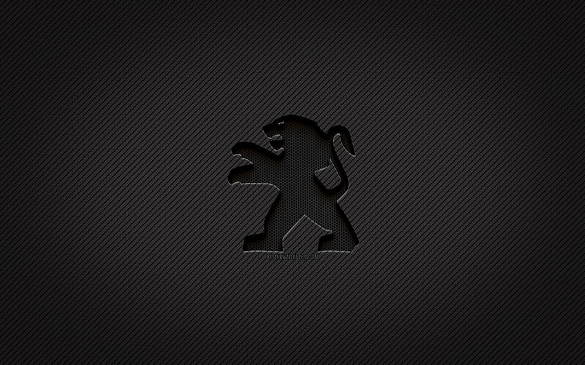 Peugeot carbon logo, , grunge art, carbon background, creative, Peugeot black logo, cars brands, Peugeot logo, Peugeot HD wallpaper