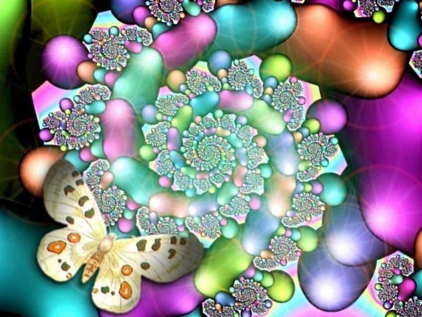 Butterfly Swirls, snail swirls, butterfly, swirls HD wallpaper
