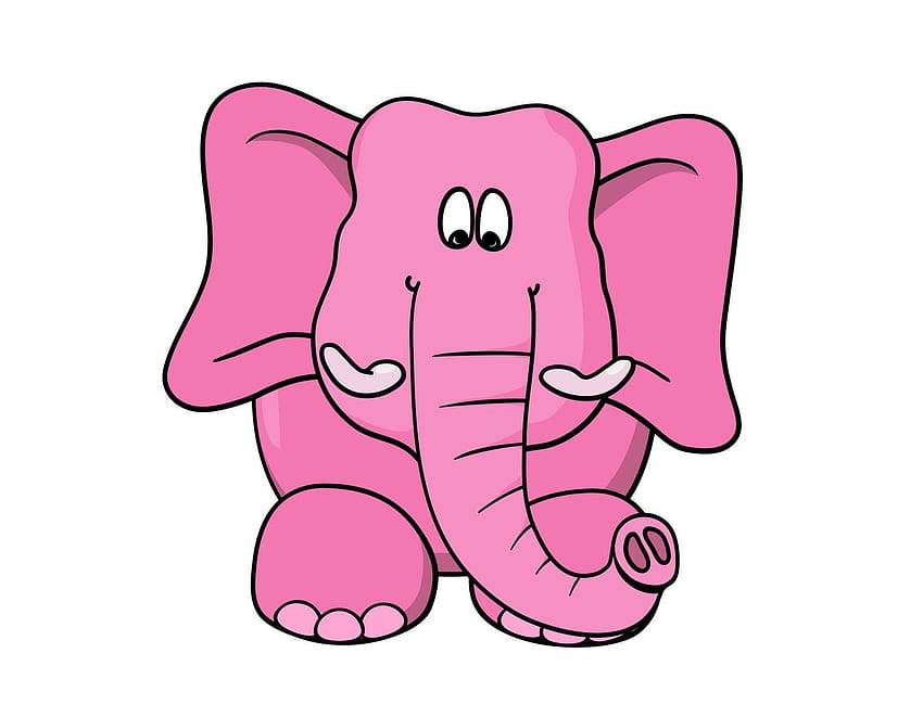 Elefante del fumetto. Elefante divertente, cartone animato, simpatico elefante rosa Sfondo HD