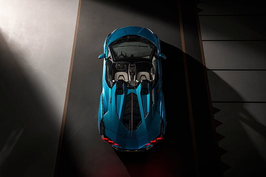 Mavi araba, üstten görünüm, Lamborghini Sián HD duvar kağıdı