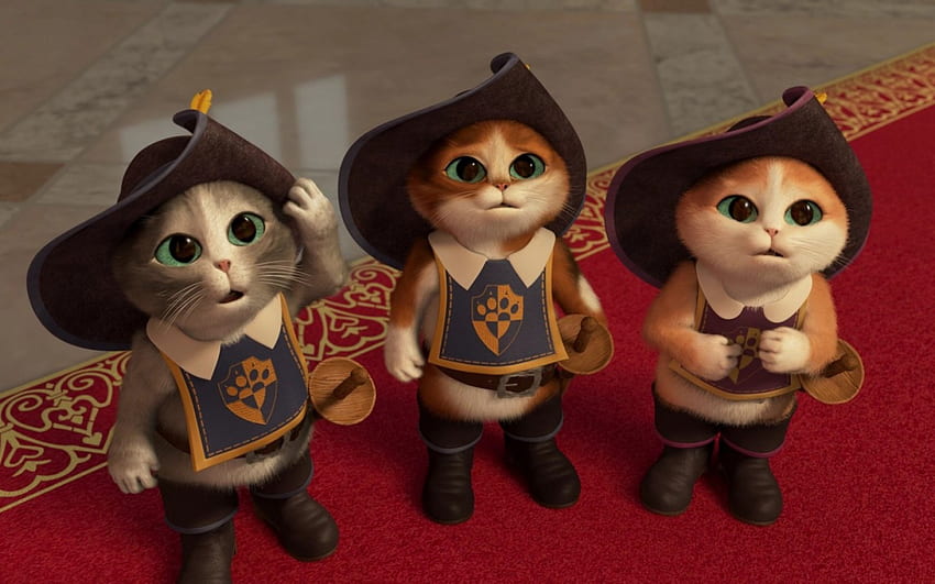 Puss in Boots: The Three Diablos (2012), anak kucing, hewan, imut, Puss in Boots, kucing, The Three Diablos, DreamWorks Animation, fantasi, film, merah, lucu, musketeer, topi Wallpaper HD