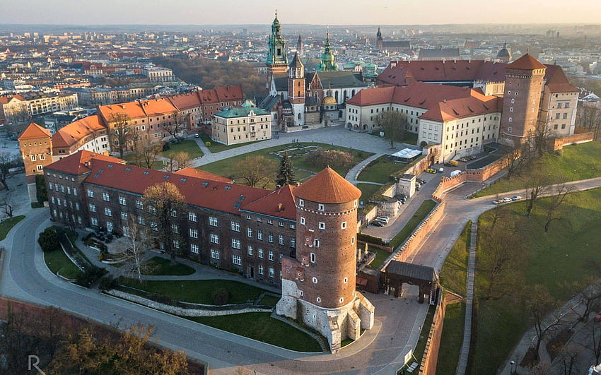 ヴァヴェル城、クラクフ、ポーランド、クラクフ、城、都市、ポーランド 高画質の壁紙