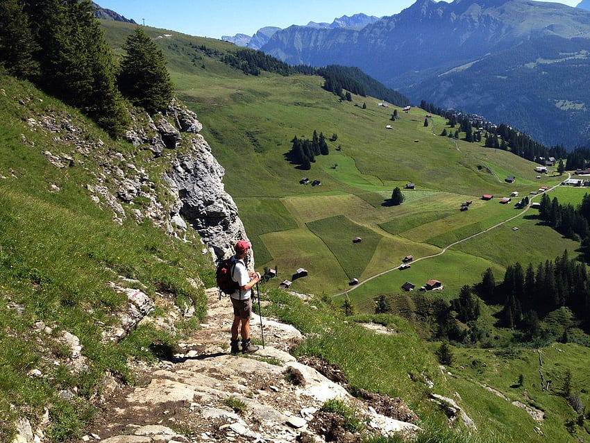 Hiking the Alps of Goethe and James Bond, Murren Switzerland HD wallpaper