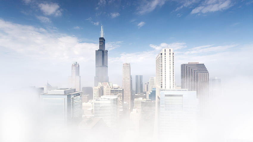 Chicago Fog, Chicago, architecture, graphy, USA, beautiful, cityscape, scenery, wide screen, fog, Illinois HD wallpaper