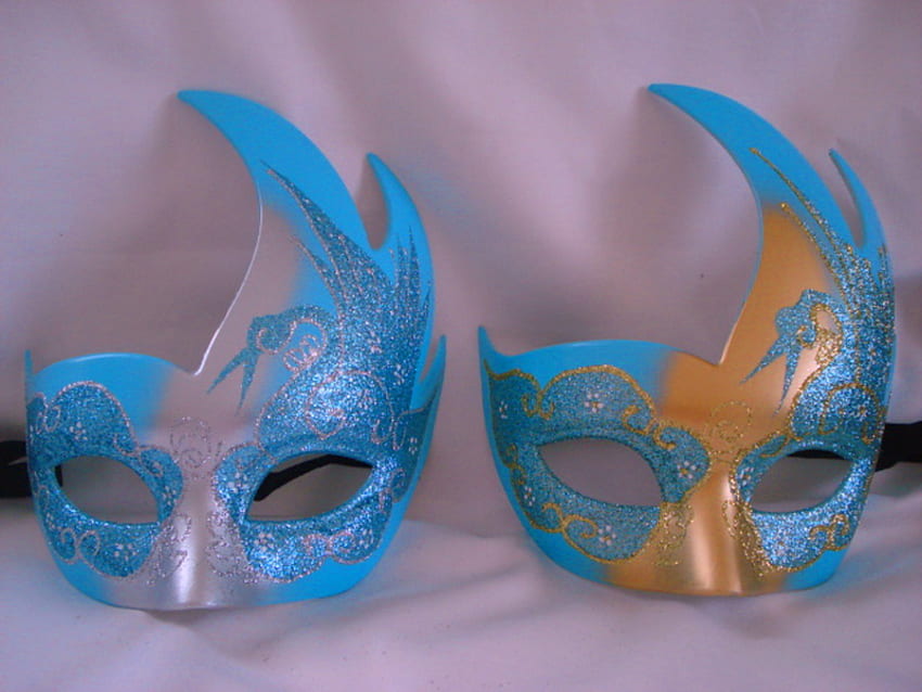 Bahar maskeli balo, mavi ve gümüş, maskeler, mavi ve altın, maskeli balo HD duvar kağıdı