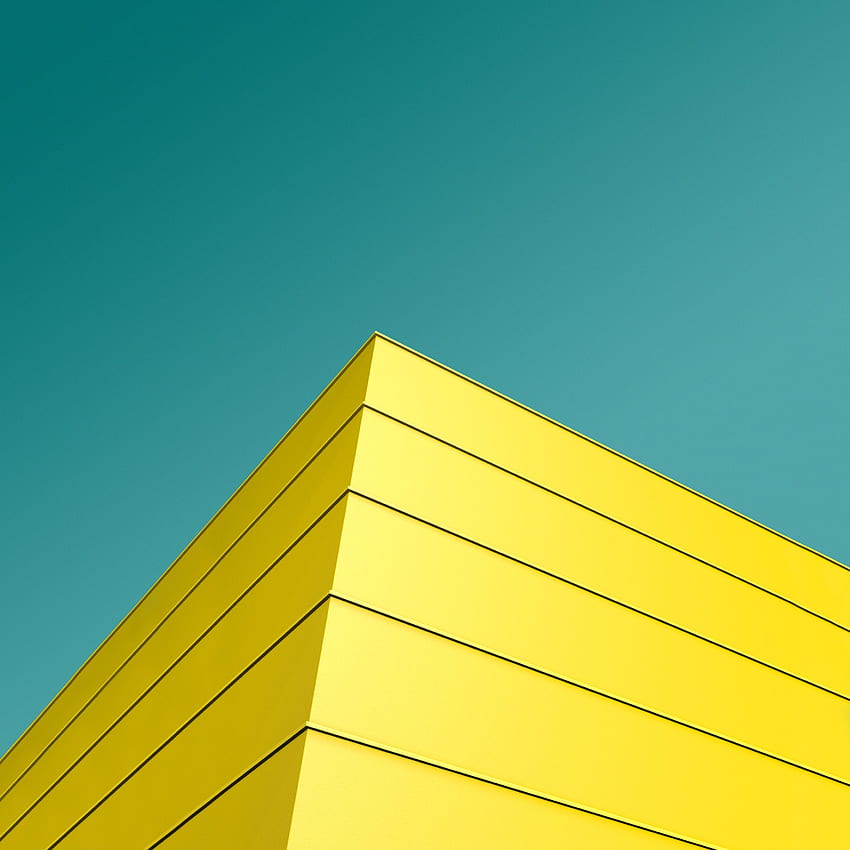 Architektura geometryczna Minimalistyczny żółty Htc. Komunikacja wizualna, żółty budynek Tapeta na telefon HD