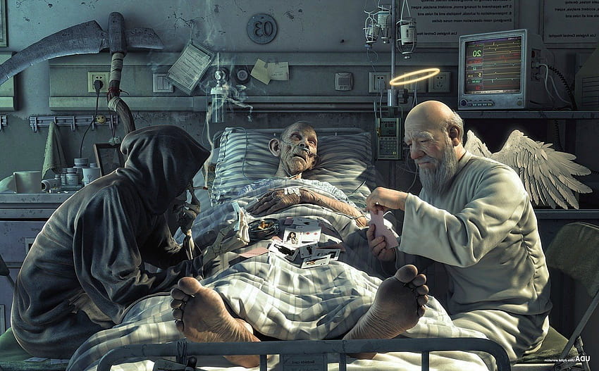 anime angel gambling hospital death realistic HD wallpaper