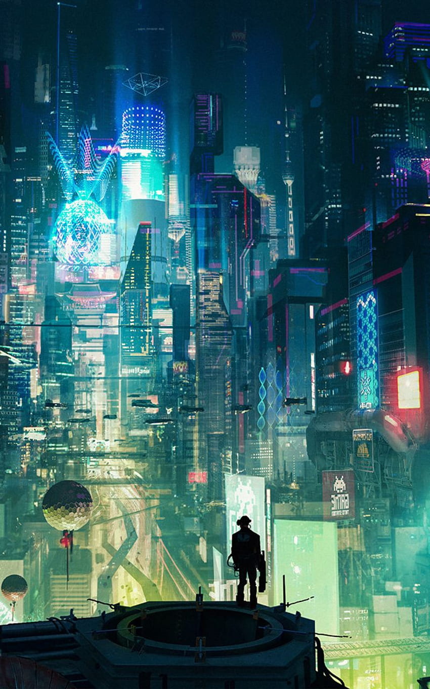 Note Android Tablets, Blue Cyberpunk HD phone wallpaper