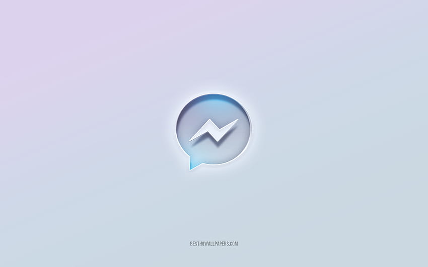 Messenger logo, cut out 3d text, white background, Messenger 3d logo, Messenger emblem, Messenger, embossed logo, Messenger 3d emblem HD wallpaper