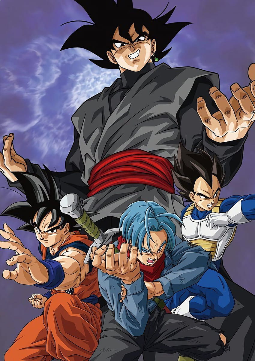 Black Goku, Goku, Trunks ve Vegeta'ya karşı. Dragon ball süper goku HD telefon duvar kağıdı