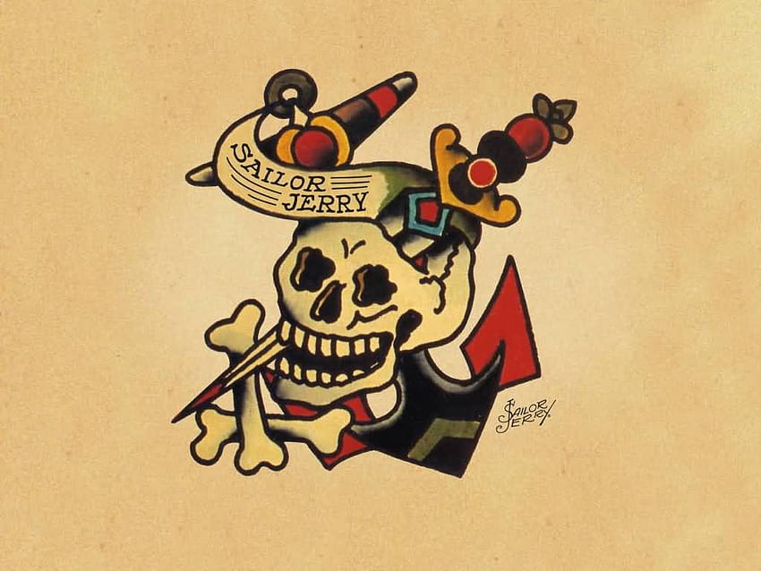 Sailor Jerry Tattoo Skull and Cross Bones Framed Print  eBay