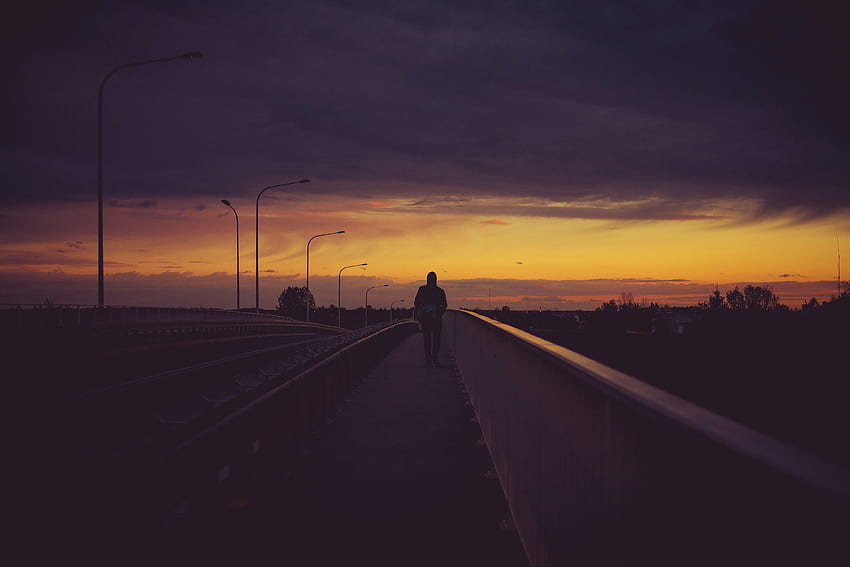 Loneliness, Night, Dark, Bridge, Human, Person HD wallpaper