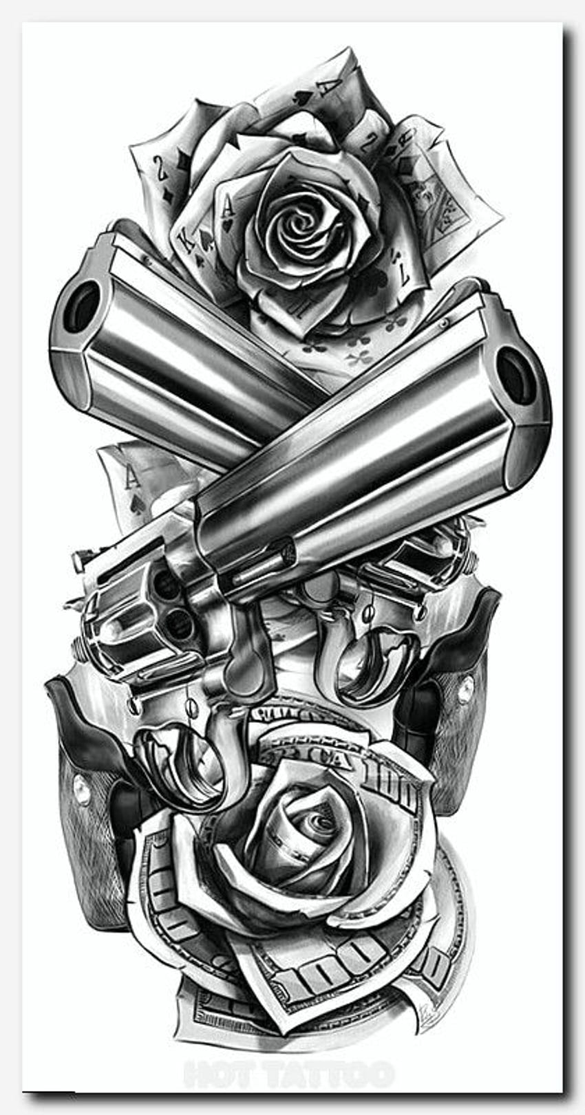 Conceptions de tatouage de pistolet de gangster, - Guns N Roses Tattoo - -, Tatouage Old School Fond d'écran de téléphone HD