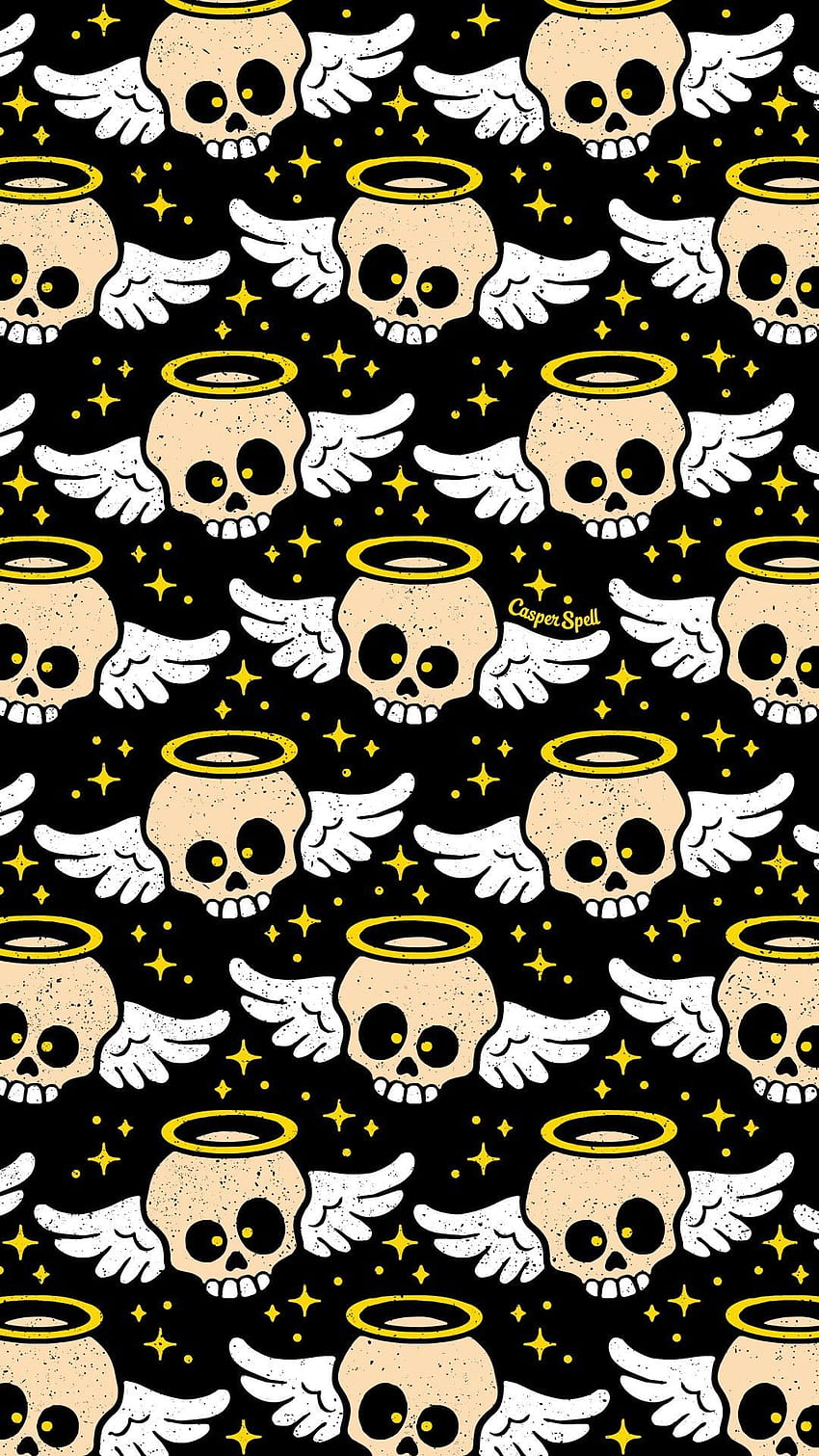 Angel skull skulls macabre spooky creepy cute Halloween HD phone wallpaper