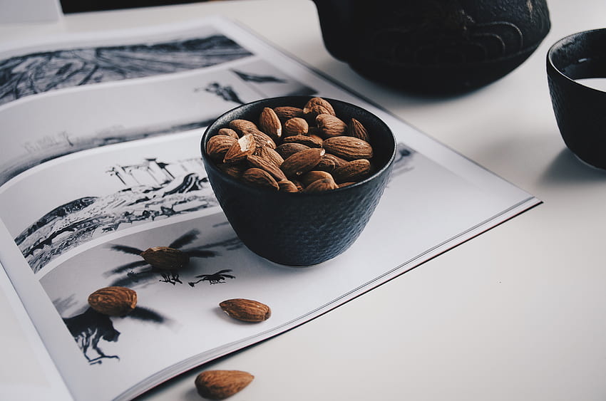 Food, Nuts, Bowl, Table, Almond, Magazine, Journal HD wallpaper